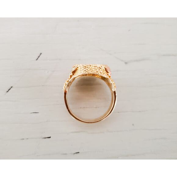 Vintage Rushmore Designer 10K Black Hills Gold Onyx Men's Harley Davidson Ring - Picture 6 of 6